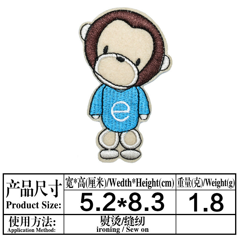 Wholesale Green caterpillar embroidered round-faced monkey and bee patch  OLY Exclusive